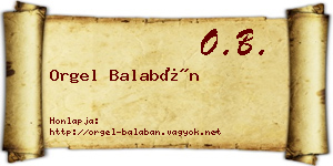 Orgel Balabán névjegykártya
